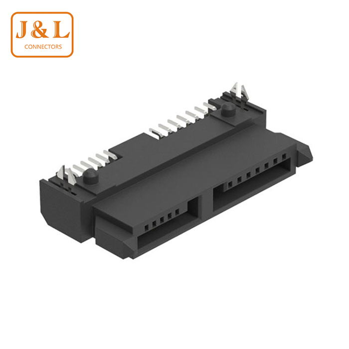 SATA 7+6P母座硬盤(pán)接口板下型H4.5高溫塑膠SMT固態(tài)硬盤(pán)連接器